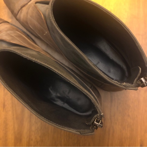 Dusica Dusica Sacks Womens Ankle Boots Brown 39 Italy Zipper Colorblock 8.5 - Picture 10 of 12